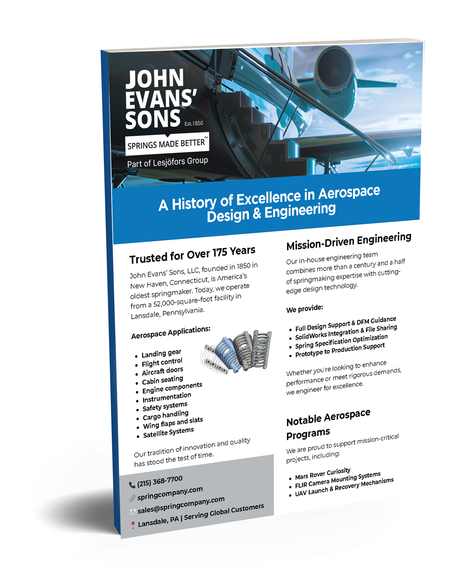 Explore our Aerospace Industry Profile and see why "America's Oldest Springmaker" is the best, proudly serving the aerospace industry with spiral torsion springs, constant force springs, and spring reels.