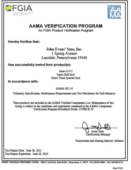 AAMA Varification Certificate
