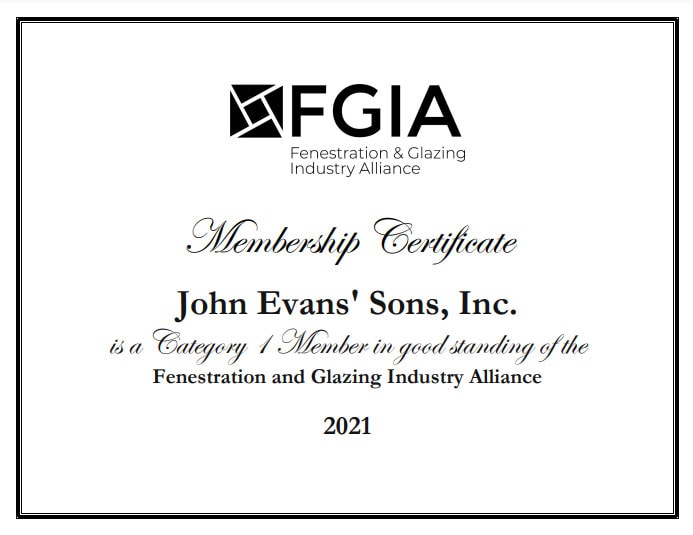 Fenestration & Glazing Industry Alliance Certificate