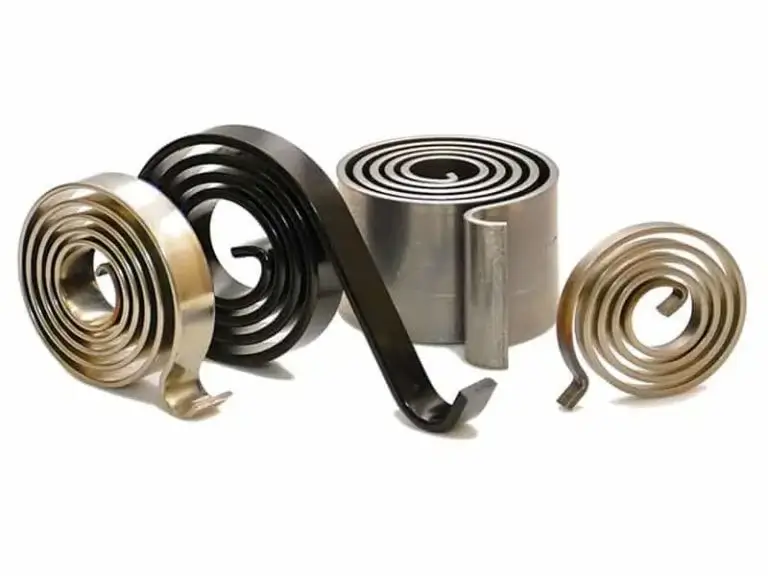 Four types of spiral torsion springs in a row. John Evans’ Sons is a leader in development of custom spiral torsion springs for your application.